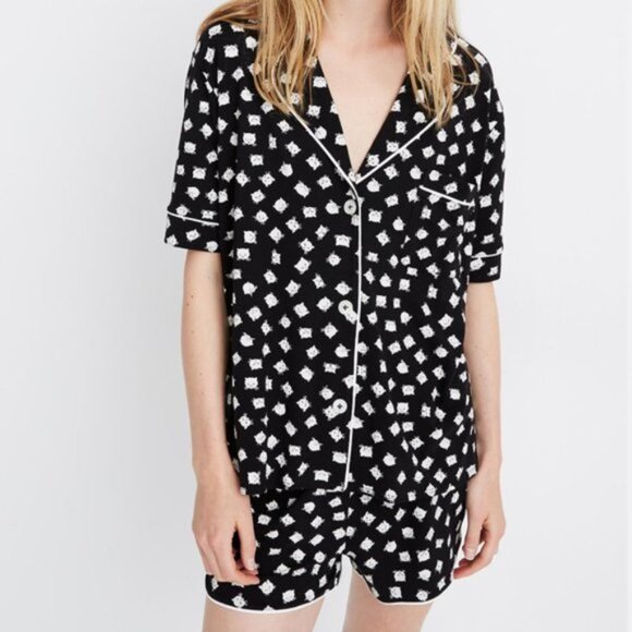 Madewell B/W Knit Bedtime Cat Person Pajamas Set M - Picture 2 of 7